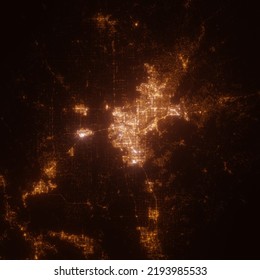 Sacramento (California, USA) Street Lights Map. Satellite View On Modern City At Night. Imitation Of Aerial View On Roads Network. 3d Render, High Resolution