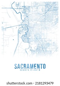Sacramento Watercolor City Map Poster