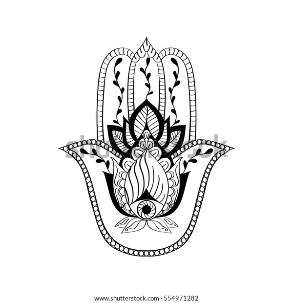 Sacred Sign Hamsa Hand Hand Fatima Stock Illustration 554971282 ...