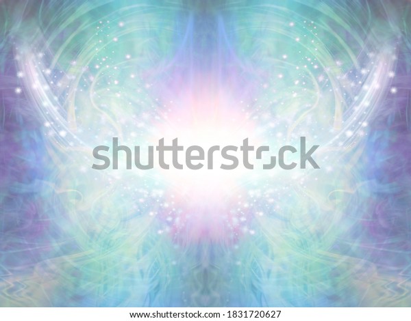 Sacred Spiritual Healing\
Light Background - shimmering sparkling brilliant white light\
centre with an intricate blue green energy form radiating outwards\
and upwards\
