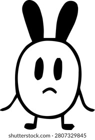 Sad Bunny Illustration simple vector