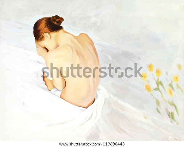 ベッドで泣く悲しい女の子 絵 イラトス のイラスト素材