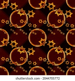 Sad and dark religious illustration with a pattern of Magen David - the symbol of Judaism, for the design of memorial ceremonies and national events