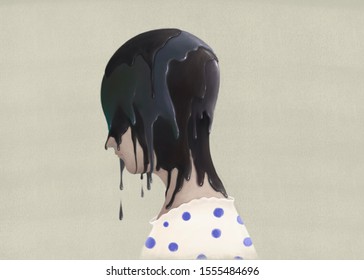 Royalty Free Sad Girl Painting Stock Images Photos