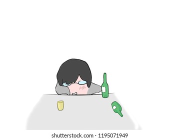 Sad, drinking, getting drunk
