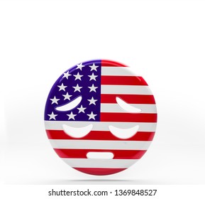 Sad Emoji In The Form The The United States Flag.