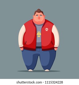 Sad Fat Man Obese Character Fatboy Cartoon Illustration Concept Of Weight Sad Fat Man Obese Character Fatboy Cartoon Illustration Concept Of Weight