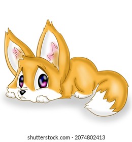 Sad Fox In Anime Style