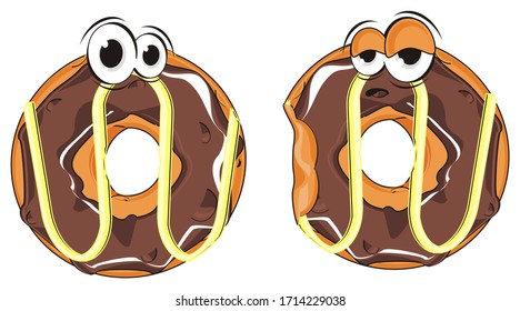 sad and funny chocolate donuts