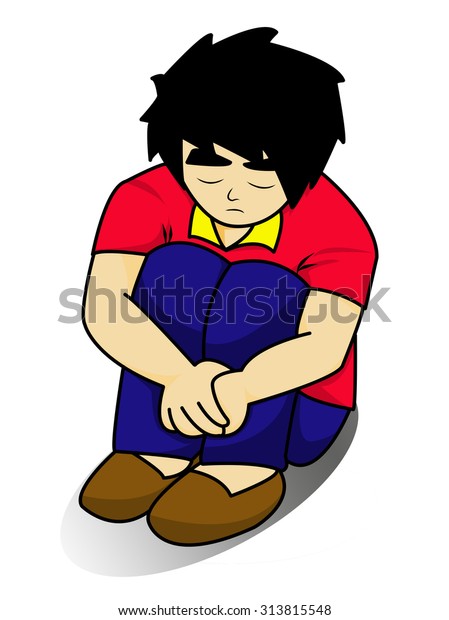 Sad Man Cartoon On White Background Stock Illustration 313815548