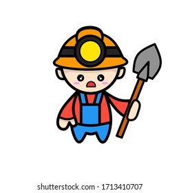 A Sad Miner With Shovel