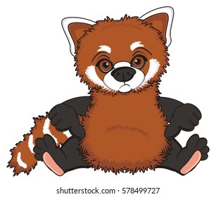 Sad Red Panda Sit Show Gesture Stock Illustration 578499727