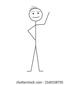 Sad Stick Man Isolated On A White Background, Pictogram Of A Human Figure, Emotions