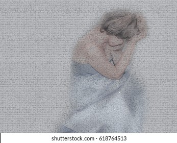 Sad Woman Crying Blue Evening Gown Stock Illustration 618764513