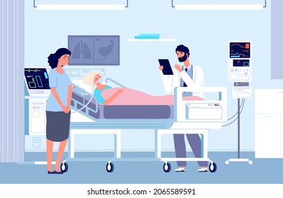 Sad woman in hospital. Intensive care unit, woman in oxygen mask and doctor. Artificial lung ventilation, elderly sick medical illustration - Powered by Shutterstock