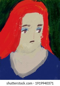 Sad Woman Portrait Sketch Painting 