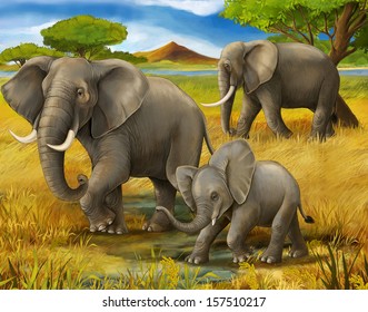 Safari Elephants Illustration Children Stock Illustration 157510217 ...