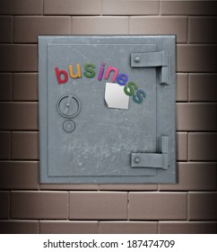 safe in brown brick wall