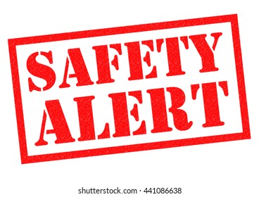 SAFETY ALERT Red Rubber Stamp Over A White Background.