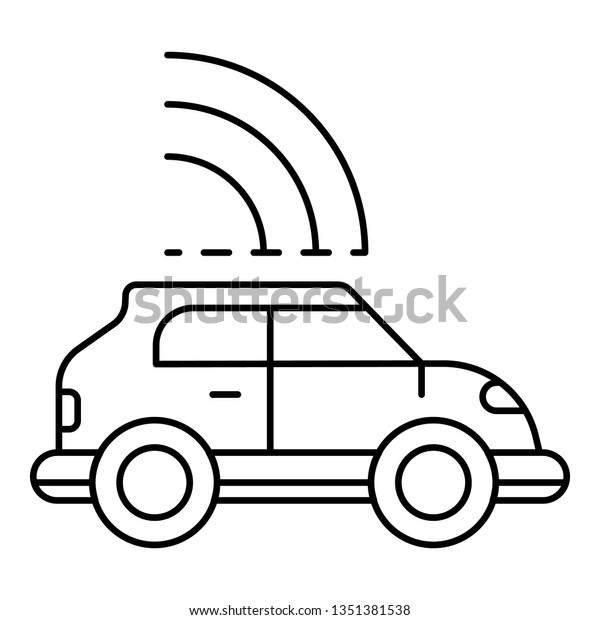 Safety driverless car\
icon. Outline safety driverless car icon for web design isolated on\
white background