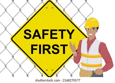 Safety First Workplace Sign Banner Stock Illustration 2168270577 ...