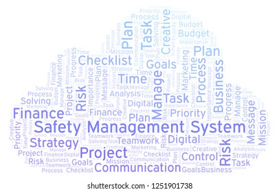 Safety Management System Word Cloud, Made With Text Only.