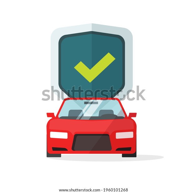 Safety and security test check on\
automobile concept flat cartoon illustration, idea of car auto\
insurance icon, guard symbol isolated on white\
image
