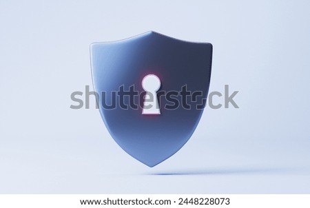 Safety shield with security lock, 3d rendering. 3D illustration.