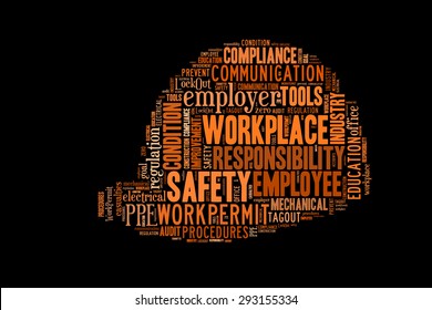 Safety At Workplace Conceptual Presented In Word Cloud