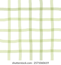 Sage Green Plaid Gingham Hand Drawn Background Pattern