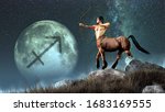 Sagittarius, the centaur archer, is the sixth sign of the Zodiac. People born between November 22nd and December 21 have this astrological sign. 3D rendering
