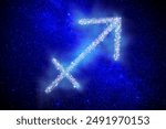 Sagittarius zodiac sign made of stars on night sky