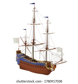 Sail Ship Isolated. 3D rendering