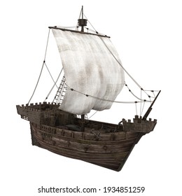 Sail Ship Isolated. 3D rendering