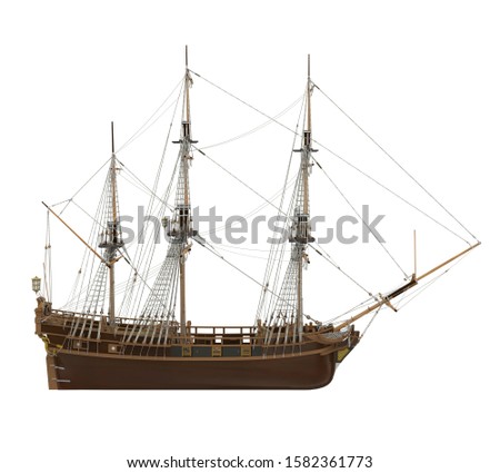 Sail Ship Isolated. 3D rendering