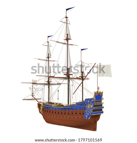 Sail Ship Isolated. 3D rendering