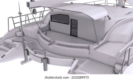 Sailboat Catamaran.Inner Part Of The Catamaran.Hull.3d Rendering.