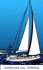 Vector Illustration Background Cartoon Sailing Regatta Stock Vector ...