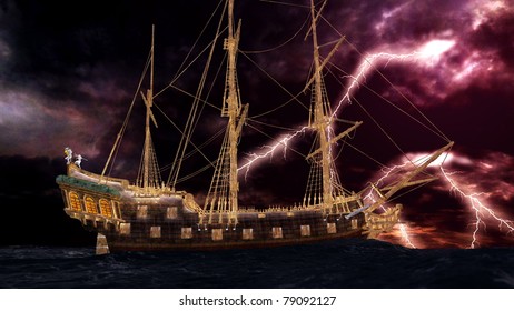 海賊船 嵐 の画像 写真素材 ベクター画像 Shutterstock
