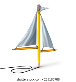 Sailing Creativity Metaphor As A Group Of Pencils Shaped As A Boat Sail Representing The Idea Of Adapting Following The Current Trend And Changing Direction According To The Winds Of Change.