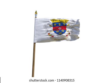 Saint Barthelemy Flag Silk Waving Flag: ilustración de stock 1140908318