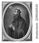 Saint Francis Xavier, Mattheus Borrekens, after Erasmus Quellinus (I), 1625 - 1670 Oval frame portrait of Saint Francis Xavier, a sixteenth-century Jesuit priest was a missionary in India and Japan.