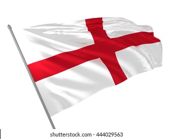 Saint George Cross or England  flag waving in the wind as sign of national holiday or elections day or other state event. 3d illustration. Flags of UK