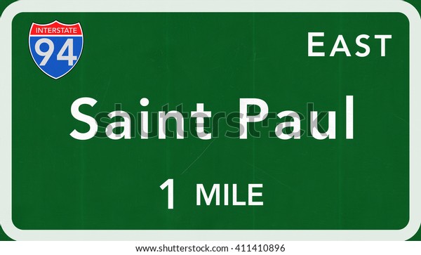 Saint Paul USA Interstate Highway Sign\
Photorealistic\
Illustration