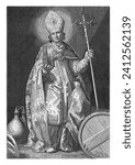 Saint Willibrordus, Cornelis Bloemaert (II), after Abraham Bloemaert, 1630 - c. 1700 Willibrordus, the first bishop of Utrecht, is depicted here in bishop