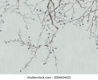 Sakura Branch. Japanese Wallpaper Design.