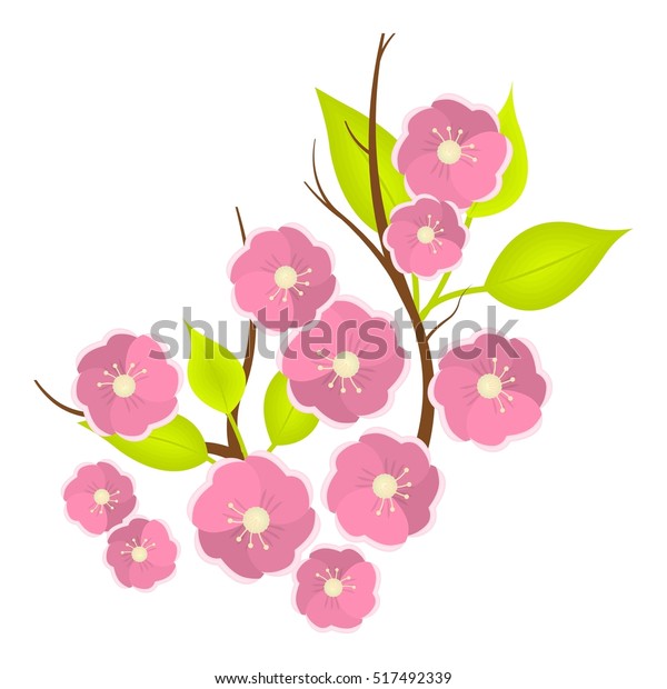 Sakura Flowers Icon Cartoon Style Isolated Stock Illustration 517492339