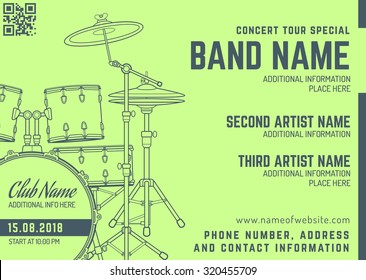 salad green grey rock music concert drum set flyer template minimal design
 - Powered by Shutterstock