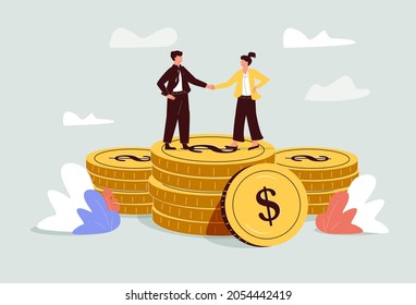 Salary negotiation, pay raise discussion or wages and benefit agreement, business deal or merger and acquisition concept, business people handshake on pile of money banknote after finish agreement. - Powered by Shutterstock