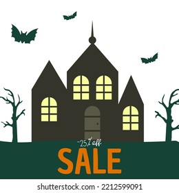 SALE Card With Castle, And Bats, And Ugly Trees